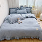 🛏️ Save 50%! ✨ 4‑Piece Bedding Set – Solid color & ruffled borders ✨
