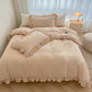🛏️ Save 50%! ✨ 4‑Piece Bedding Set – Solid color & ruffled borders ✨