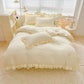 🛏️ Save 50%! ✨ 4‑Piece Bedding Set – Solid color & ruffled borders ✨
