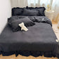 🛏️ Save 50%! ✨ 4‑Piece Bedding Set – Solid color & ruffled borders ✨