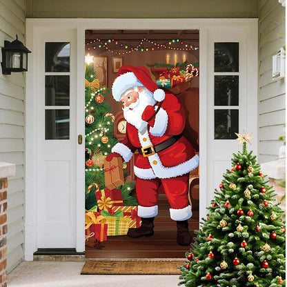 🎅 Save 50%! 🚪 Christmas Door Cover – Santa & snowman designs, fade-resistant ✨