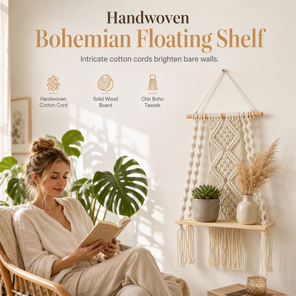 🧶 Save 50%! 🌿 Macrame Wall Shelf – Hand‑woven, boho & holds books & plants ✨