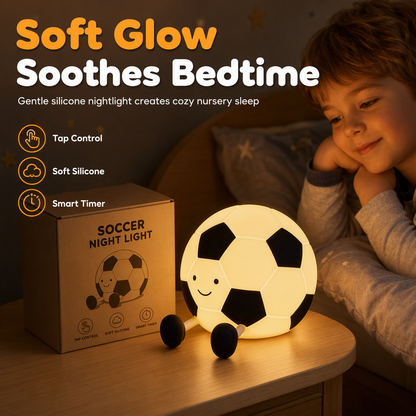 ⚽ Save 50%! 💡 Rechargeable Soccer Night Light – Silicone tap lamp & soft glow ✨