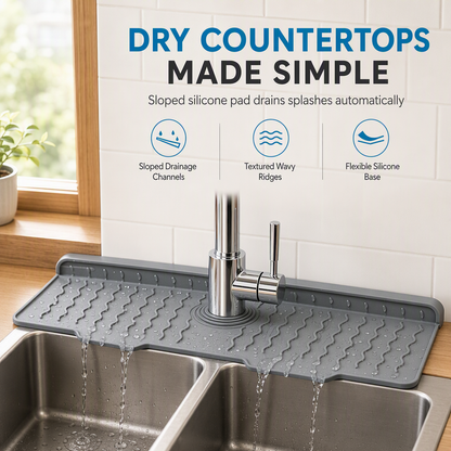🚰 Save 50%! 💧 Silicone Faucet Splash Guard – Cuttable, thickened & sloped drain ✨