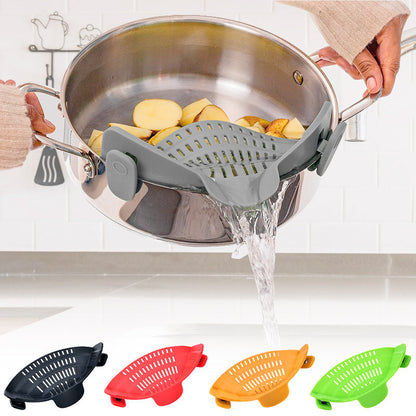 🍲 Save 50%! 🧽 Silicone Strainer – With holder for pots & pans ✨