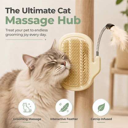 🐾 Save 50%! 🪶 2‑in‑1 Corner Grooming Accessory – Self‑grooming & feather wand ✨