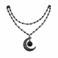 🖤 Save 50%! 🌙 Gothic Crystal Beaded Necklace – Hollow moon pendant ✨
