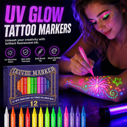 ✨ Save 50%! 🎉 Glow Party Tattoo Pens – Neon glow & easy to apply ✨