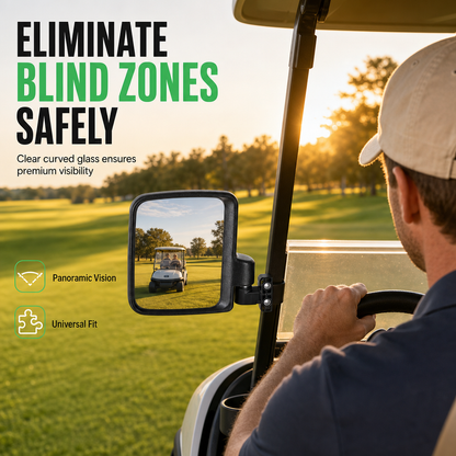 ⛳ Save 50%! 🪞 Universal Golf Cart Mirror – Curved glass & anti-shake mount ✨