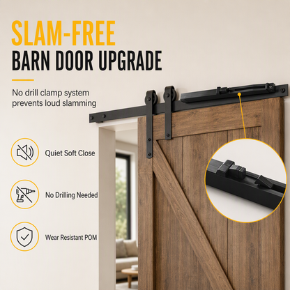 🚪 Save 50%! 🔧 Soft-Close Barn Door Kit – POM buffer & no-drill install ✨