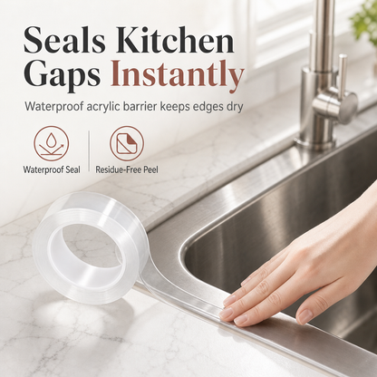 📢📢50% OFF !! ⏰Transparent Waterproof and Moldproof Kitchen Caulk Tape Residue Free Single Sided Adhesive Sealing Strip for Wall Corners