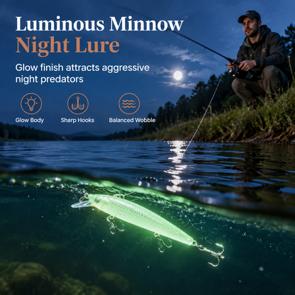 🎣 50% OFF! 🌙 Luminous Minnow Hard Bait – 7cm & perfect for night fishing ✨