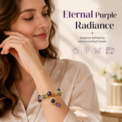 📿 50% OFF! ✨ Purple Crystal Beaded Bracelet – Star zircon charm & sparkling style ✨