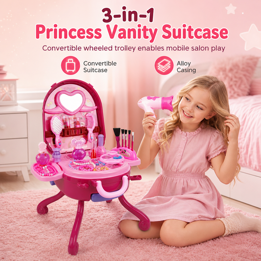🎀 50% OFF! 🧳 Kids' Pretend Makeup Vanity Suitcase – Portable dress-up fun for girls ✨