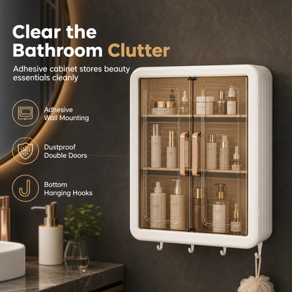 💄 50% OFF! 🚿 Wall-Mounted Cosmetics Organizer – Dustproof, punch-free & with hooks ✨