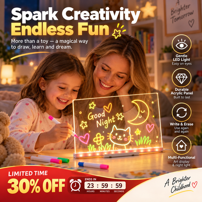 🎨 50% OFF! ✨ Glowing Acrylic Drawing Board – LED-lit, wipe & redraw endlessly ✨