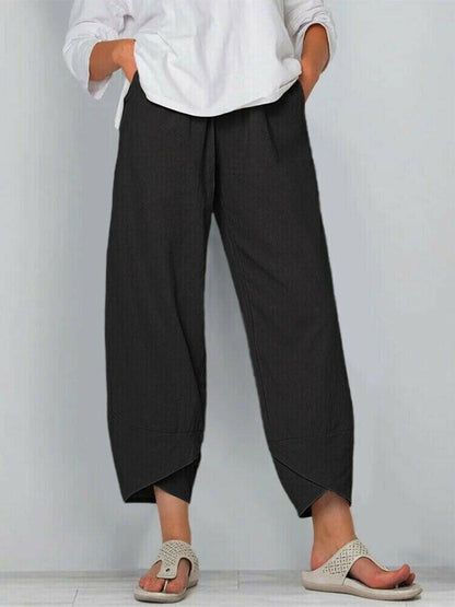 👖 50% OFF NOW! ✨ Vintage Asymmetrical Elastic Waist Pockets Pants – Unique Design, Comfortable Fit & Functional Style 🌸